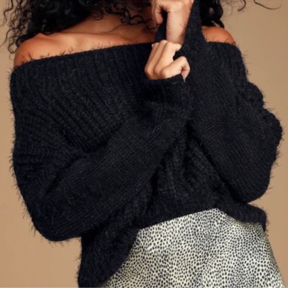 Lulu's Feeling It Eyelash Knit Off-the-Shoulder Long Sleeve Sweater - Picture 2 of 4